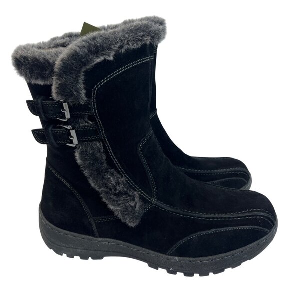 Spring Step Womens Achieve Black Suede Boots Size 39 Faux Fur SOLD OUT! - Picture 1 of 10